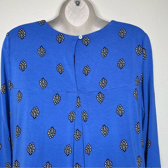 J Jill Wearever Collection Blue Paisley Border Print Tunic Women Size Medium - Picture 6 of 14